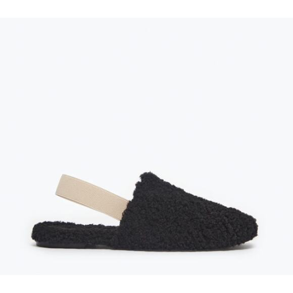 freda salvador ophelia black shearling flats - Picture 1 of 8